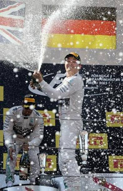 La gioia di Rosberg sul podio. Afp